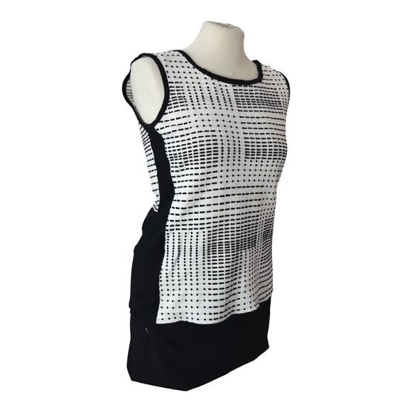 Nic + Zoe Black White Textured Knit Tank Top Size M Minimalist Mod - Picture 2 of 8